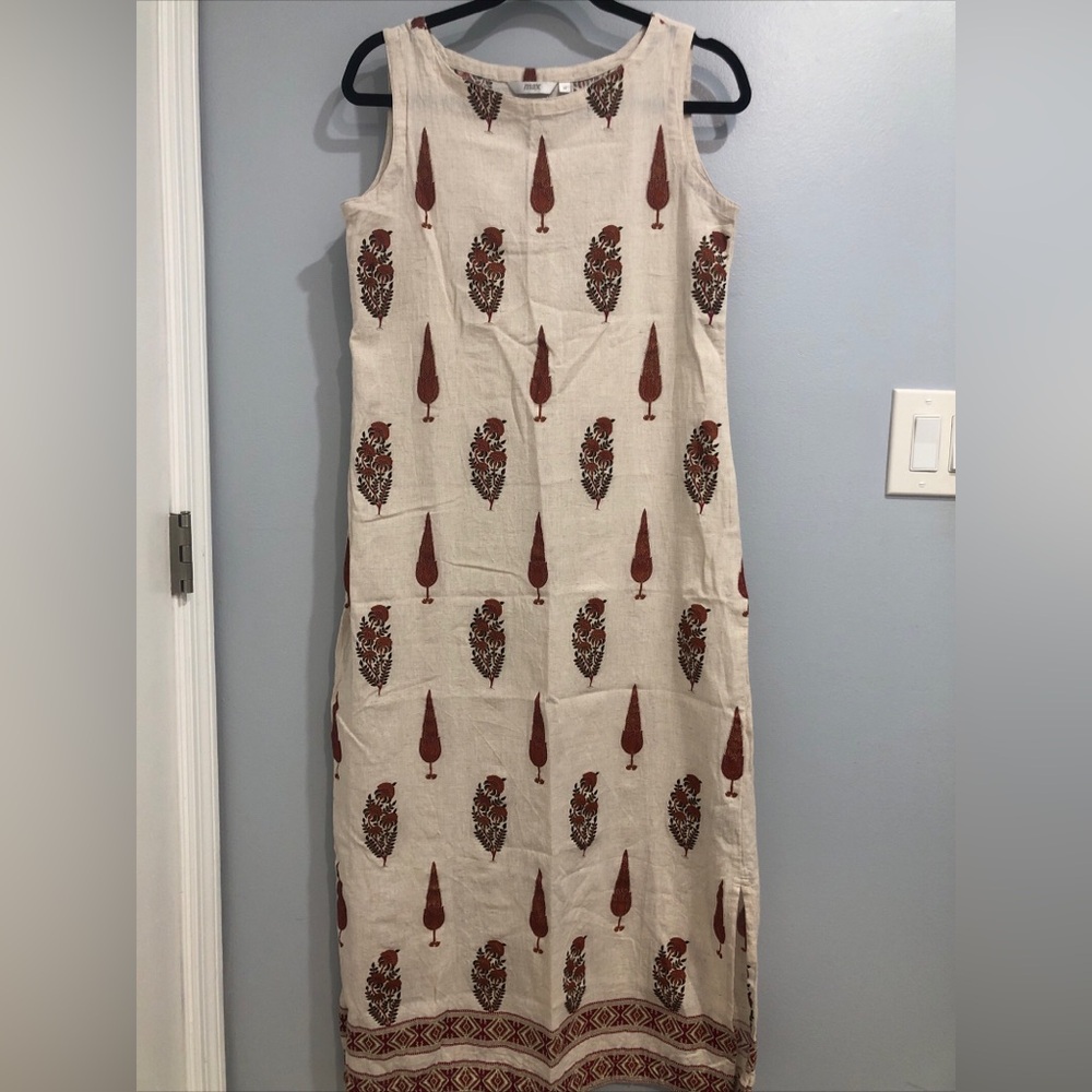 Traditional Indian Sand Cotton Ethnic Motifs Kurta Kurti Tunic Dress Size M